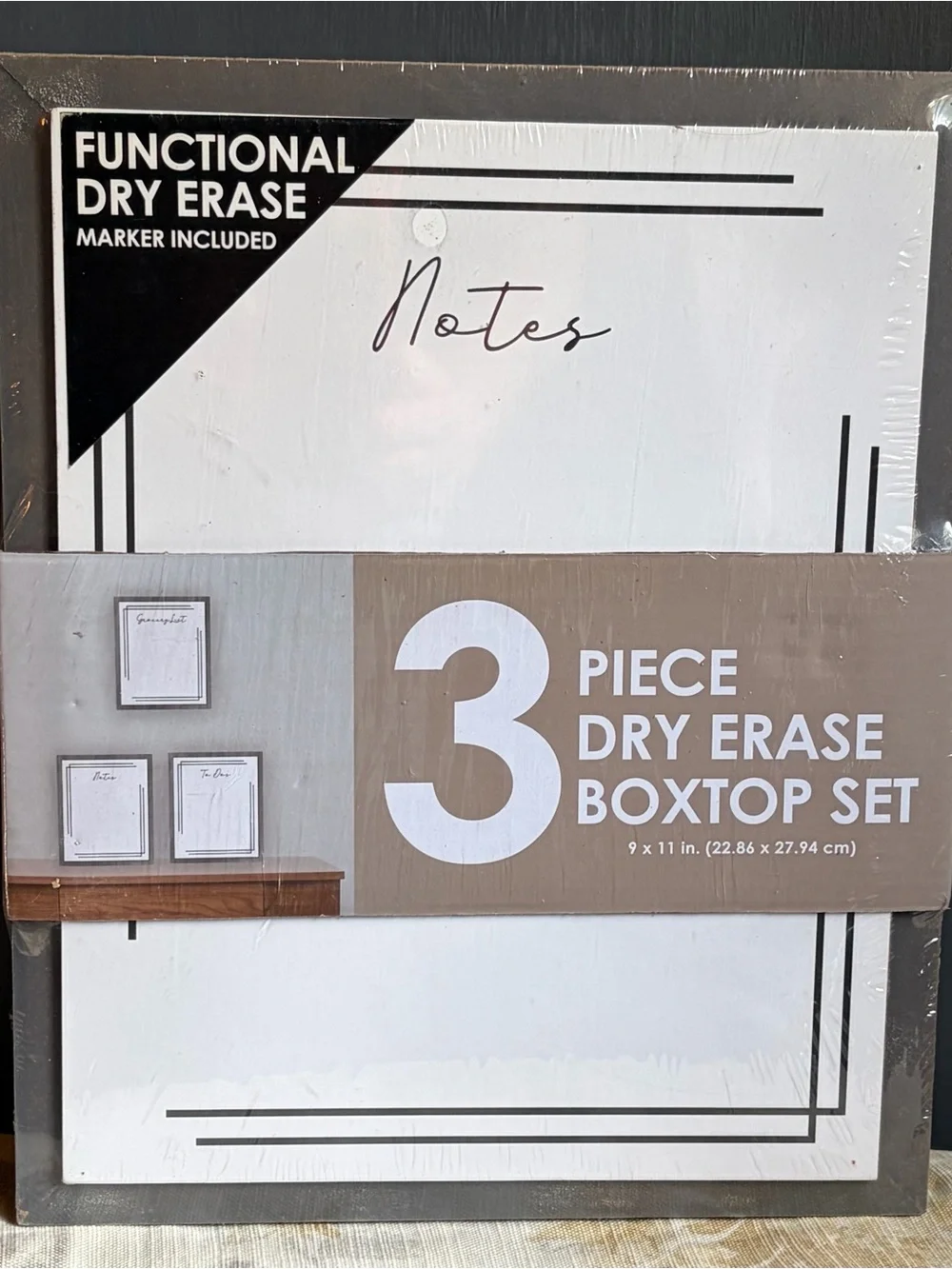 3-Piece Dry Erase Box Top Set - White & Black